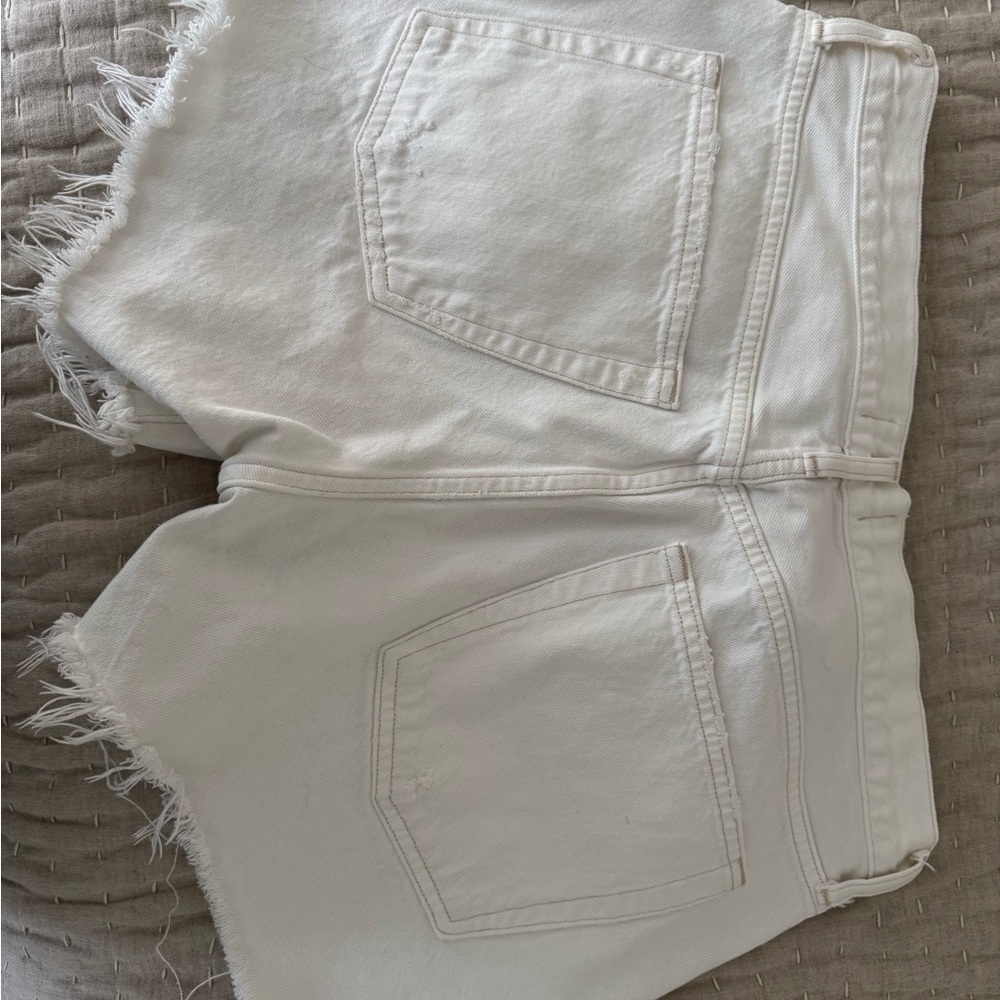 AGOLDE White High-Rise Cutoff Denim Shorts